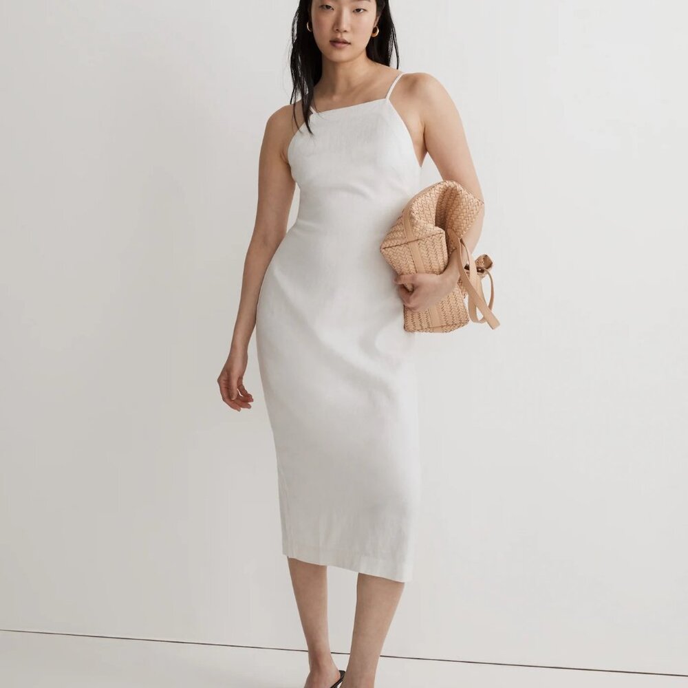 White Linen Goldie Midi Dress Madewell Size 16 NWT